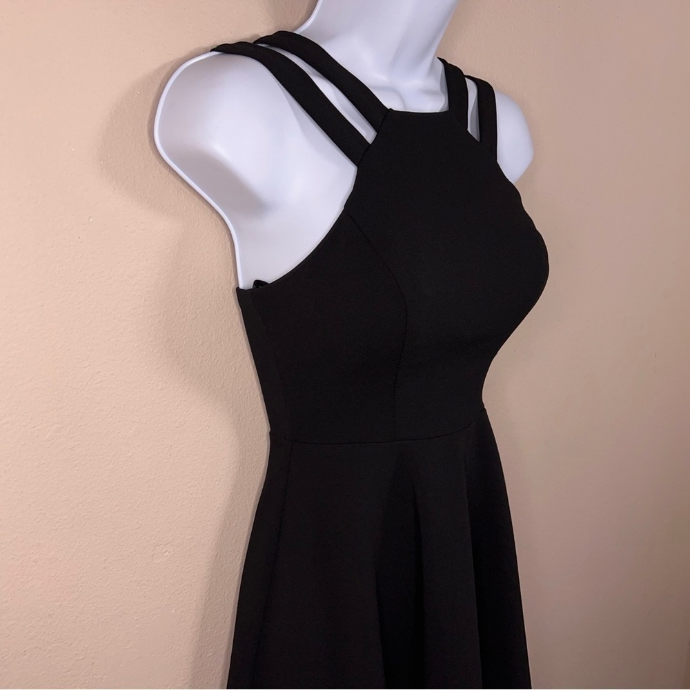 SIZE 0 Y2k ERA B SMART BLACK FIT FLARE EVENT DRESS FORMAL PARTY GOTH SLEEVELESS - Picture 5 of 12